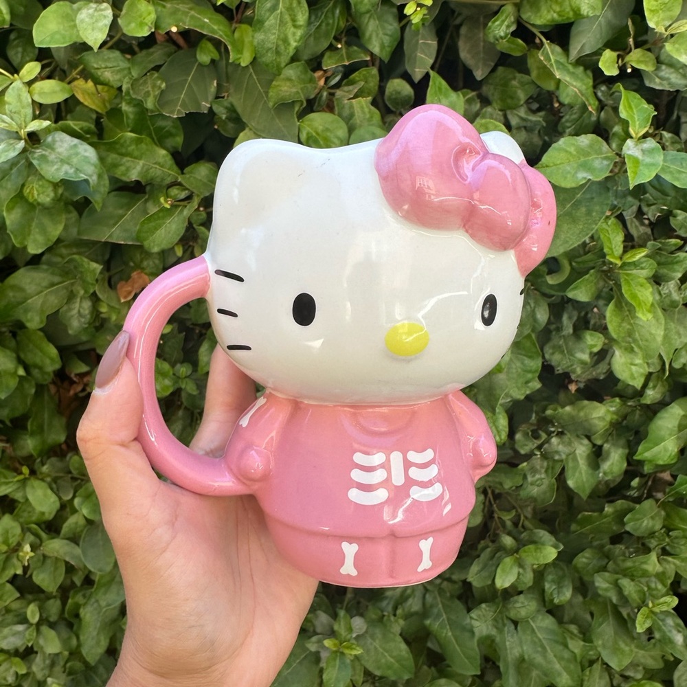 Hello Kitty Pink and White Skeleton Halloween Mug